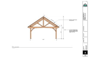 A drawing of an open roof structure with measurements.