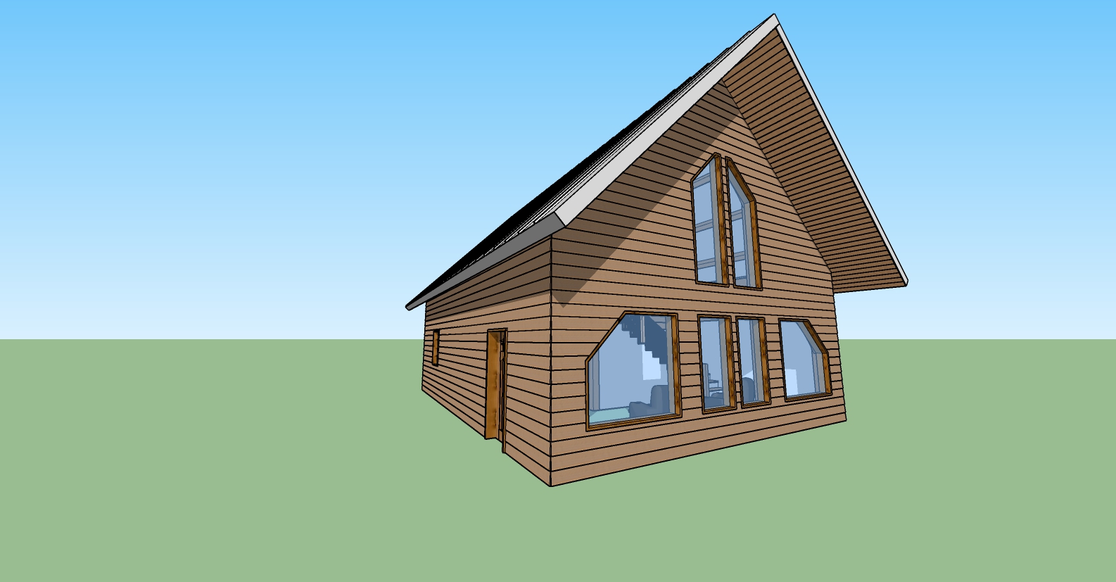 A 3 d rendering of the front view of a house.